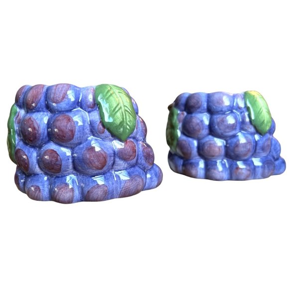 PAIR of Vtg FITZ AND FLOYD Grape Candle Holders 1989 Ceramic Retired Whimsical - Picture 4 of 11